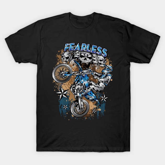 BLUE FEARLESS BIKER T-Shirt by OffRoadStyles